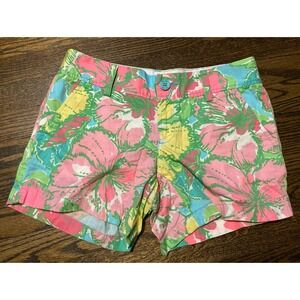 Lilly Pulitzer Callahan Womens Shorts Sz 2 Summer Style Floral Cotton Spring